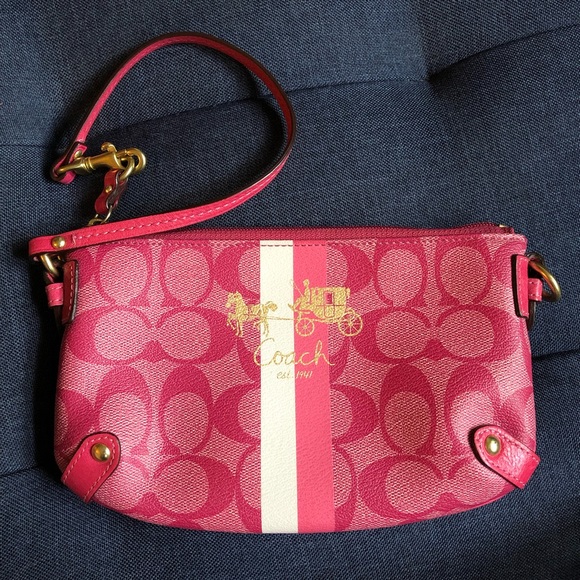 Coach Handbags - COACH Heritage 42382 Pink Leather Purse/Wristlet